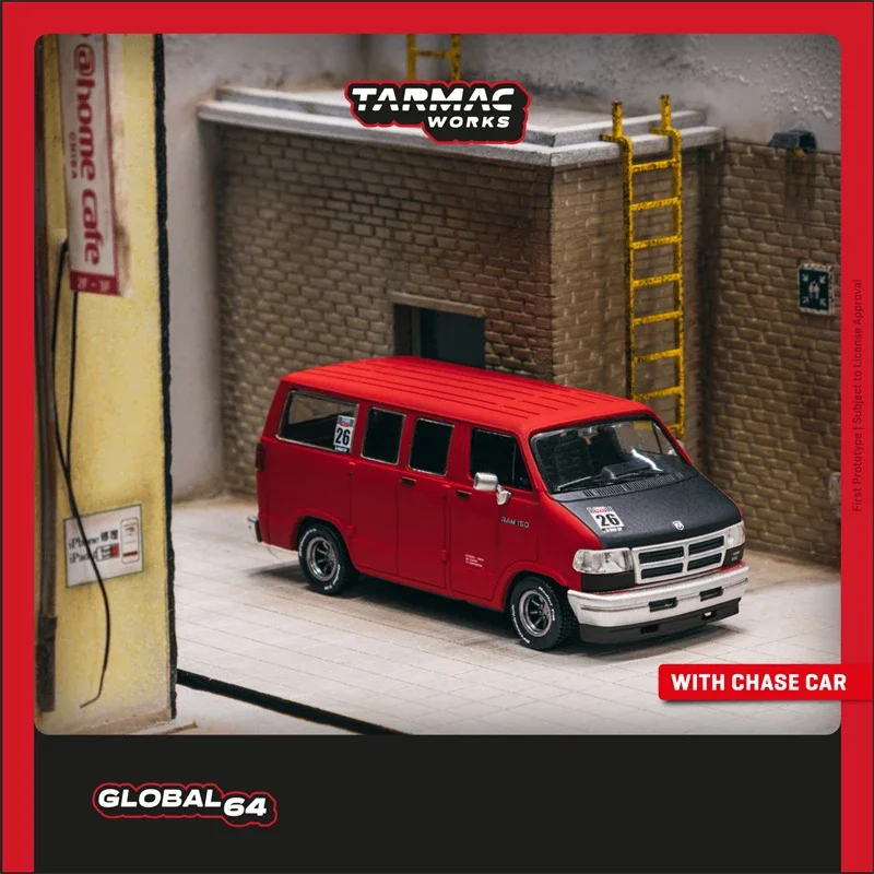 Tarmac Works 1:64 Ram 150 Van Red Diecast Diorama Car Model Collection Miniature Carros