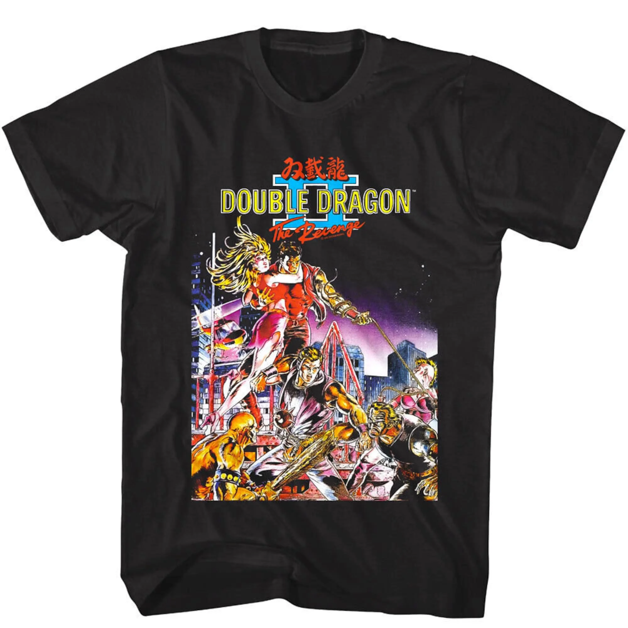 Double Dragon 2 Tshirt The Revenge Game Cover Anni '80 Graphic Tees Technos Arcade Merch