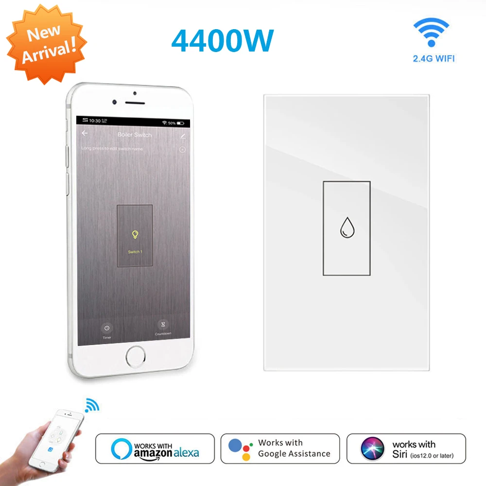 Cusam Us Wifi Boiler Interruttore Scaldabagno 20A 4400W Tuya Smart App Controllo Timer Comandi Vocali Funziona Con Alexa Google Home