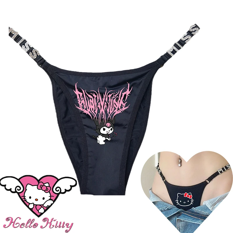 Miss Thong Anime Y2K Girls Hello Kitty Ice Silk Underwear Cartoon Sexy Female Kuromi Ladies Bikini Mutandine Slip Costume Da Bagno Regali