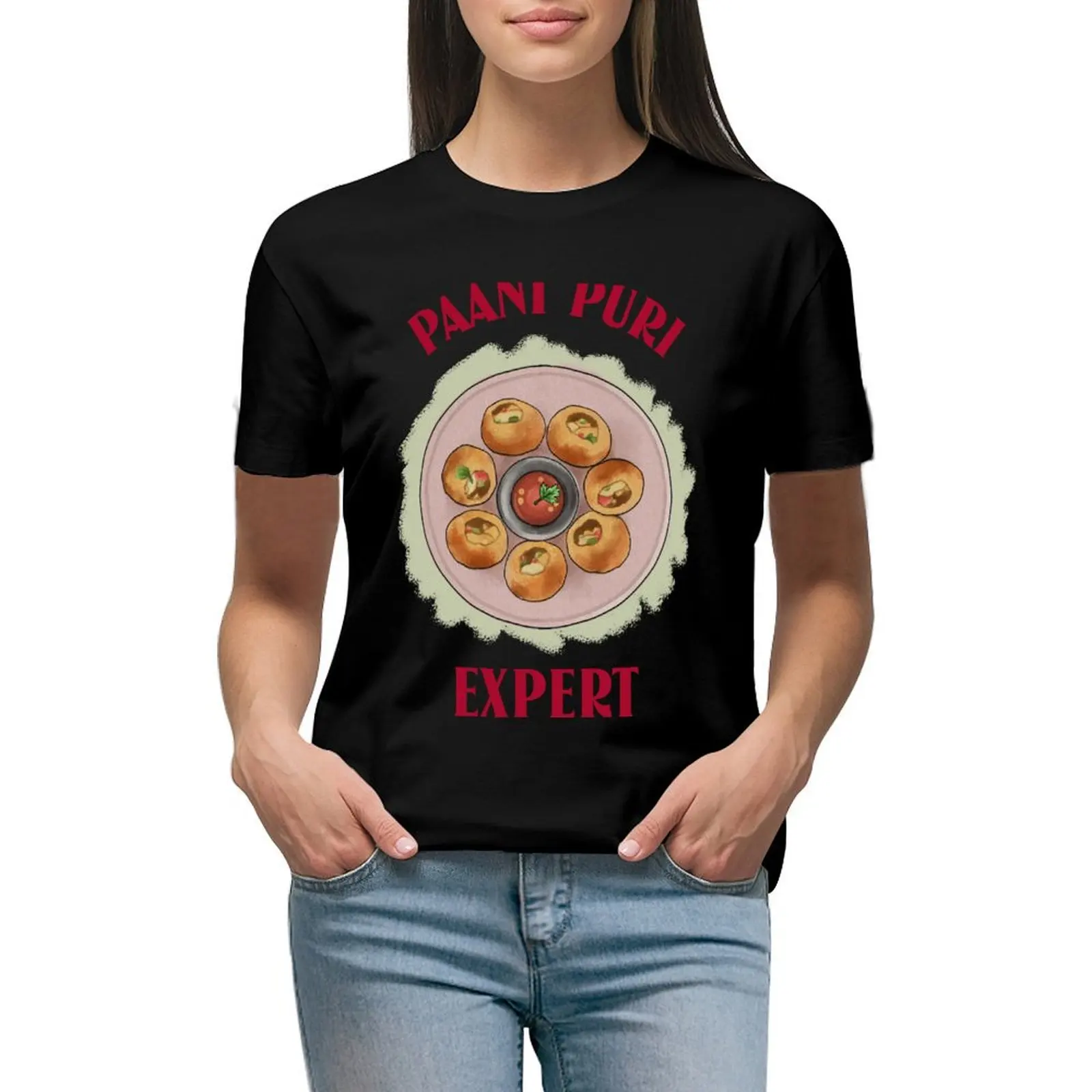 Pani Puri Expert South Asian Design Of Pani Puri T-Shirt Summer Top Hippie Clothes Western T-Shirt Dress For Women
