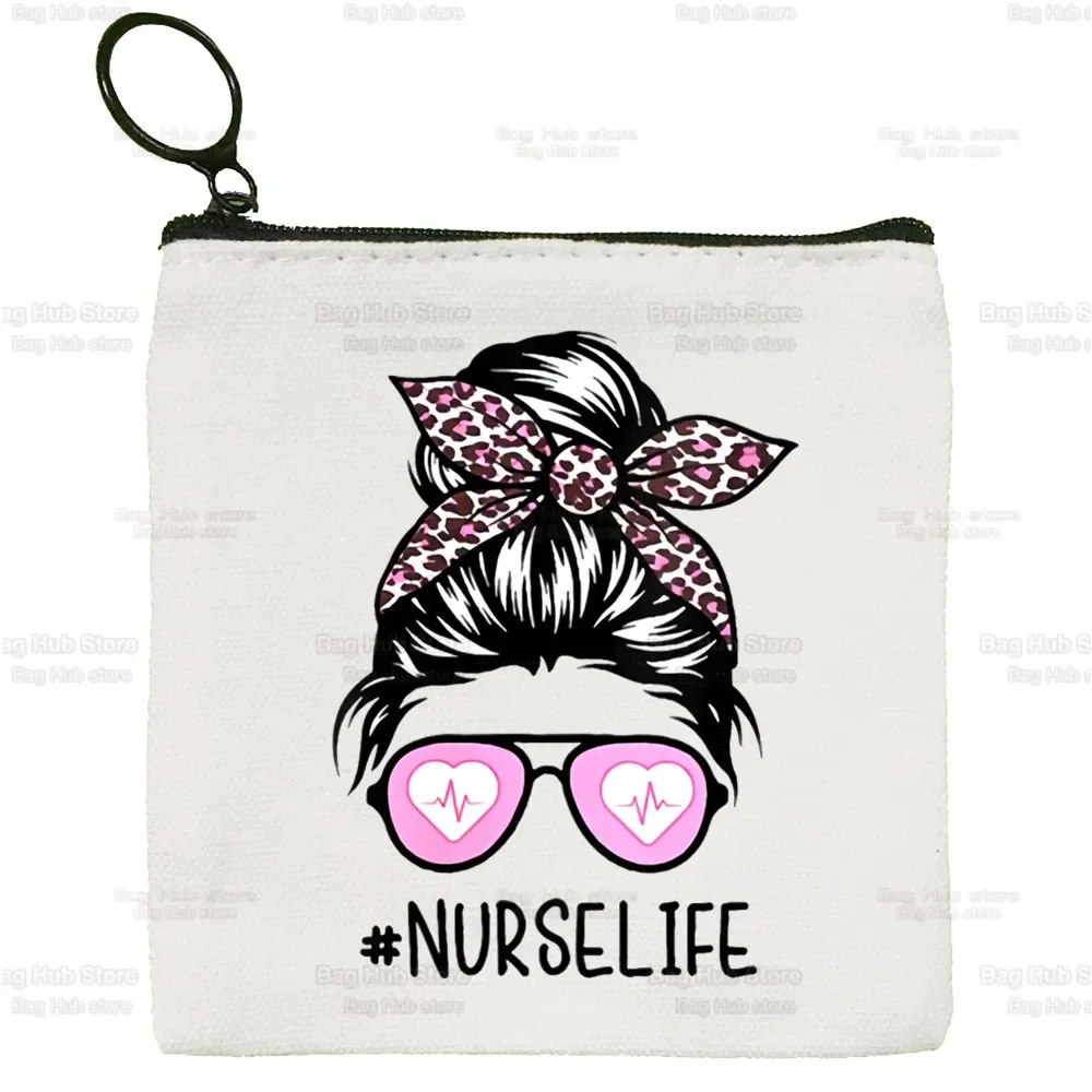 Sono Un Infermiere Life Canvas Purse Card Key Mini Purse Pouch We Can Do It Nurse Girl Kids Children Cute Small Zipper Coin Purse