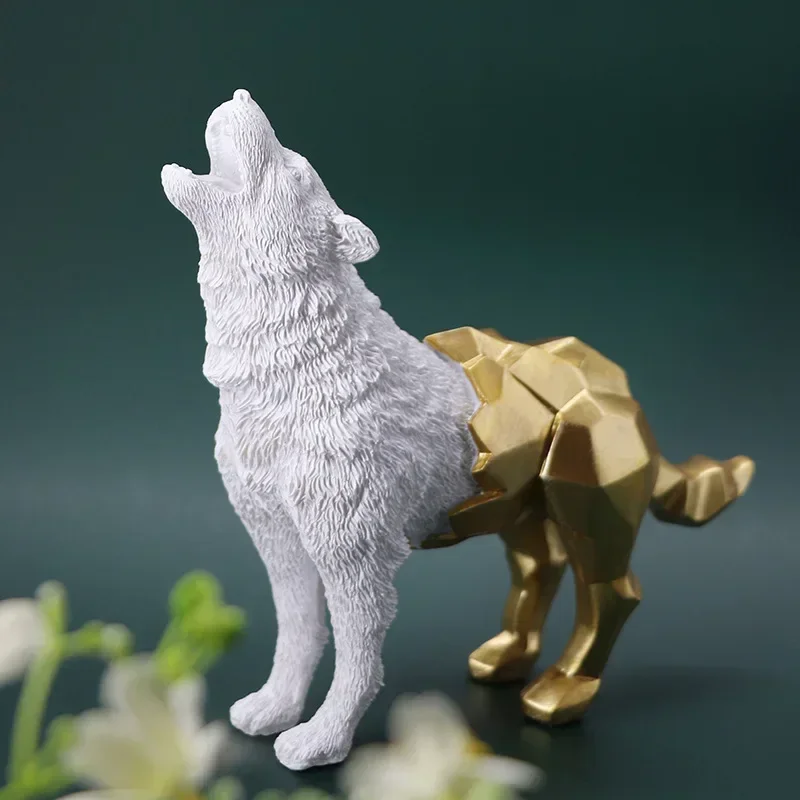 Ghepardo E Jackal Geometry Cheetah Jackal Animal Ornament Decorazione Della Casa Wolf Cheetah Statue Sculture Libreria Room