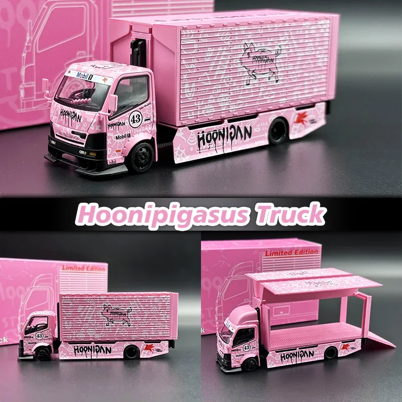 Microturbo 1:64 Pink Muslimt 300 Series Custom Gabbiano Wing Truck Diecast Diorama Car Model Toys