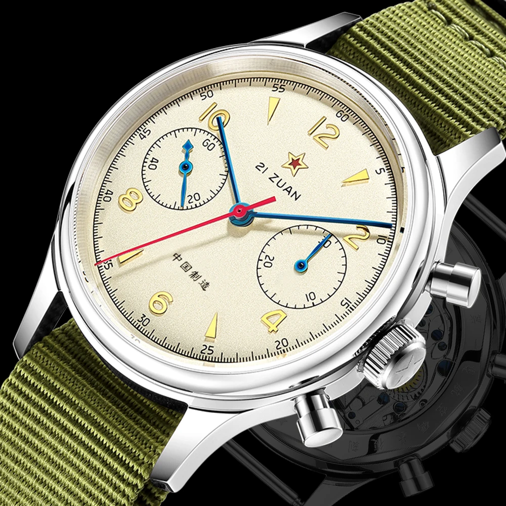 Red Star 1963 Retro Chronograph Pilot Watch Men Seagull St1901 Movimento 38Mm 40Mm Sapphire Mirror Surface Orologio Da Polso Meccanico