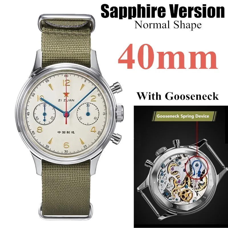 Red Star 1963 Retro Chronograph Pilot Watch Men Seagull St1901 Movimento Sapphire Mirror Surface Orologio Da Polso Meccanico Impermeabile