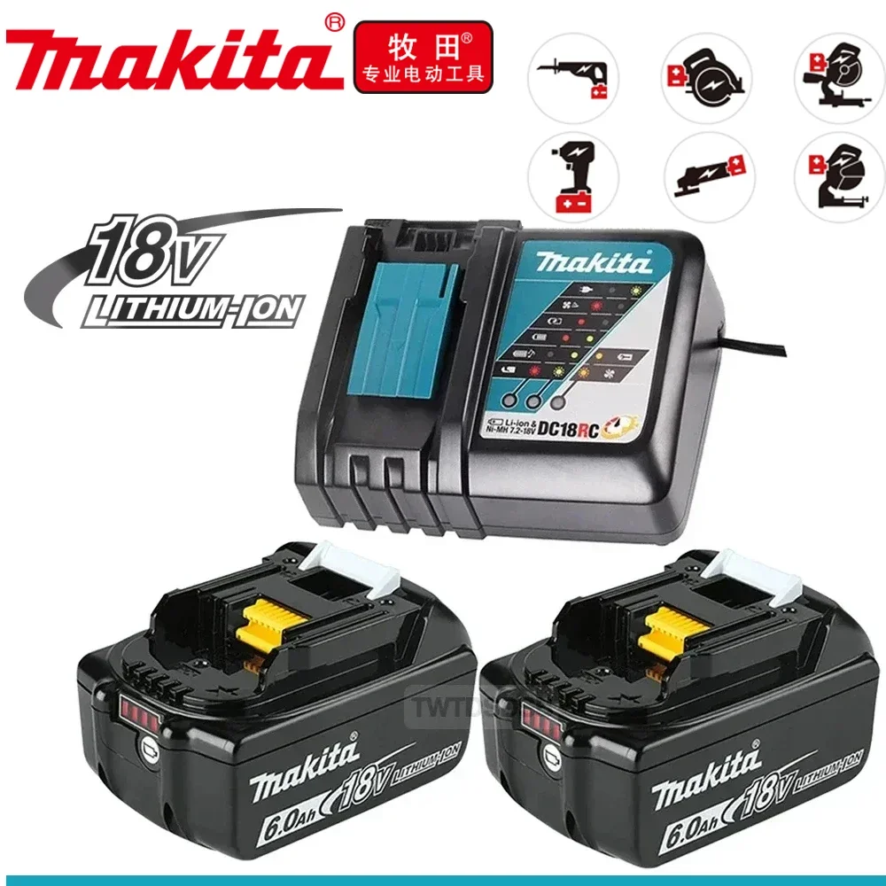 Batteria Per Elettroutensili Ricaricabile Originale Makita 18V 6A 18V Makita Con Sostituzione Agli Ioni Di Litio A Led Lxt Bl1860B Bl1860 Bl1850 Caric