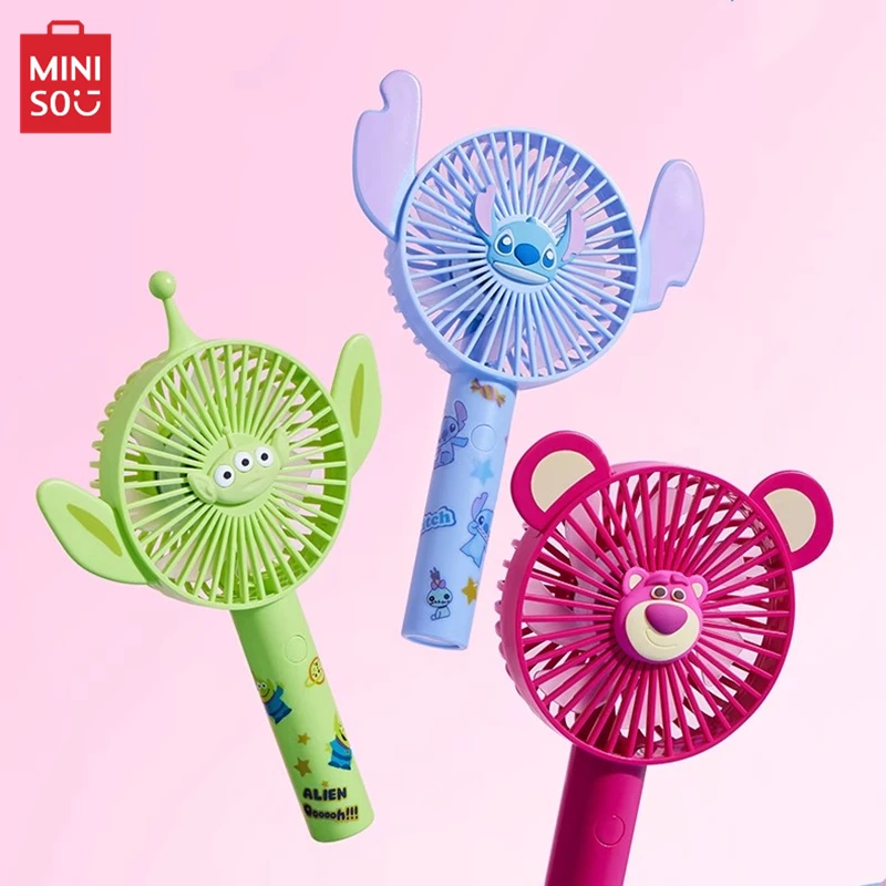 Miniso Disney Series Desktop Handheld Small Fan Animation Alien Stitch Office Silent Mini Fan Giocattolo Per Bambini Regalo Di Compleanno