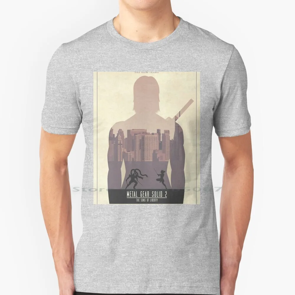 Metal Gear Solid 2 "The Sons Of Liberty" Maglietta D'Arte Minimalista Cotone 6Xl Metal Gear Solid 2 Raiden Solidus Final Battle