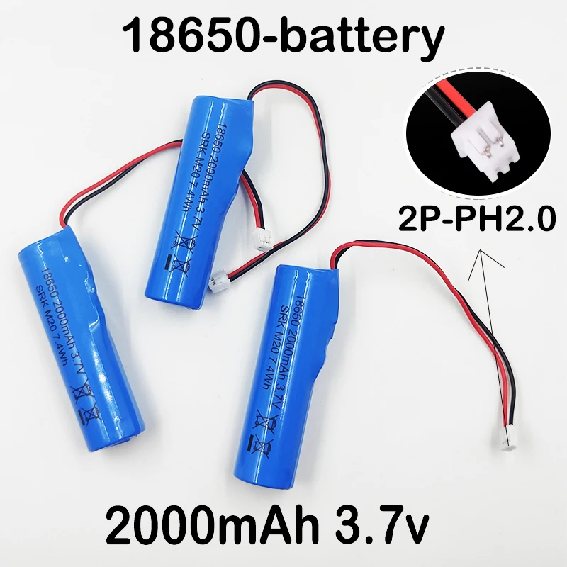 Batteria Al Litio Ricaricabile Originale 3.7V 2000Mah 18650 Li-Ion Con Batteria Pcb Ph2.0-2P Per La Pesca Led Light Bluetooth 4.2V