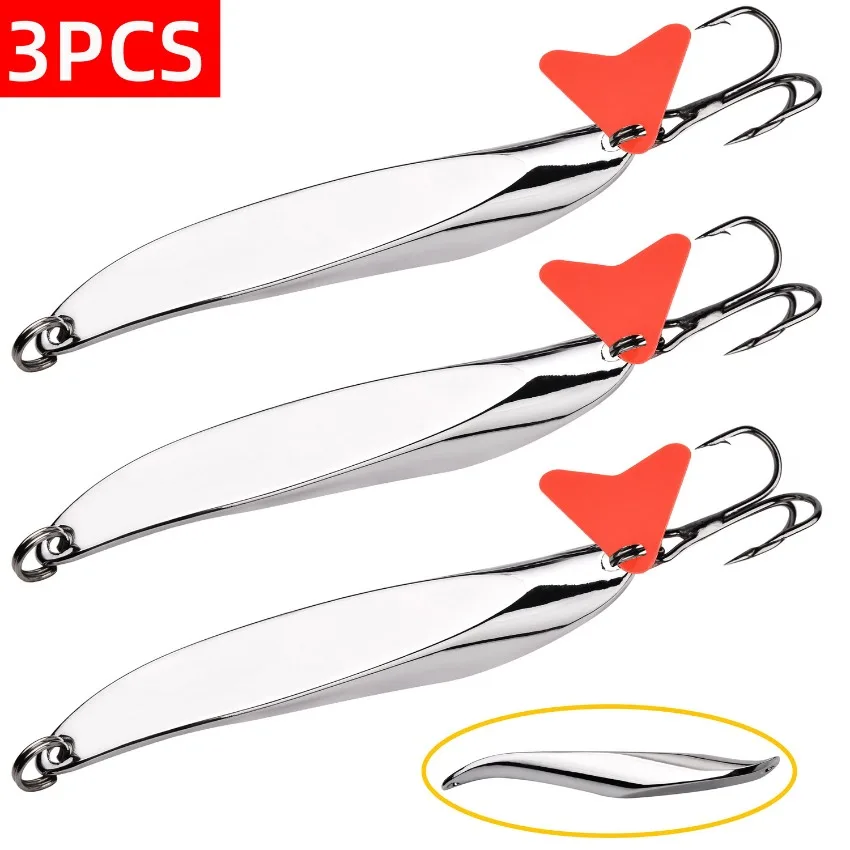3 Pz Hard Bait Cucchiaio D'Argento Jigging Lure Metallo Treble Hook Casting Blade Spinner Traina Cucchiai Inox Sheel Spinner Bait