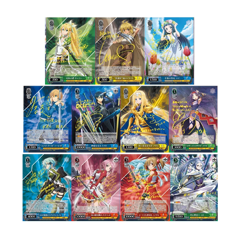 Fai Da Te Self Made 11 Pz/Set Goddess Story Sword Art Online Collection Card Golden Signature Color Flash Anime Cards Gift Toy