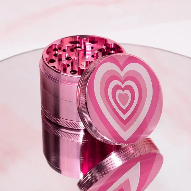 40Mm Heart Pattern Pink Grinder Spice Crusher Hand Muller Accessori Regali