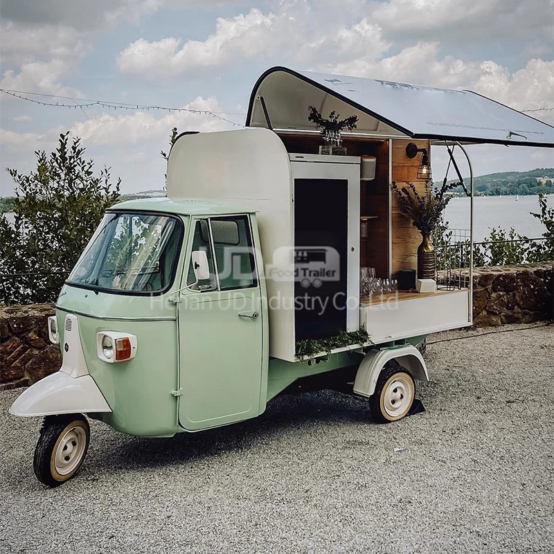 Outdoor Piaggio Ape Food Truck Ice Cream Hot Dog Cart Coffee Juice Pizza Van Electric Food Truck Completamente Attrezzato Per La Vendita
