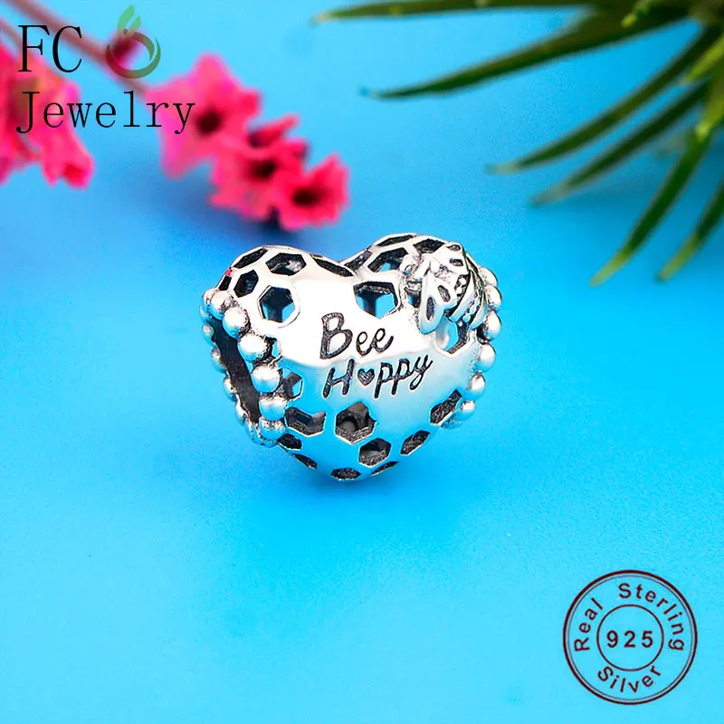 Fc Jewelry Fit Original Pandora Charms Bracelet 100% 925 Argento Openwork Heart Honey Bee Bead Women Happy Making Berloque 2020