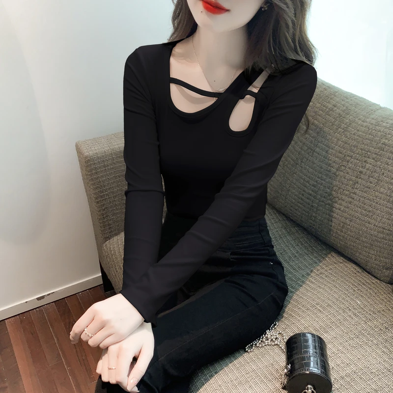 Ragazze In Stile Europeo Kawaii Sexy T-Shirt Asimmetrica Abbigliamento Donna Moda Vintage Donna Top Abbigliamento Streetwear Femminile Py8201