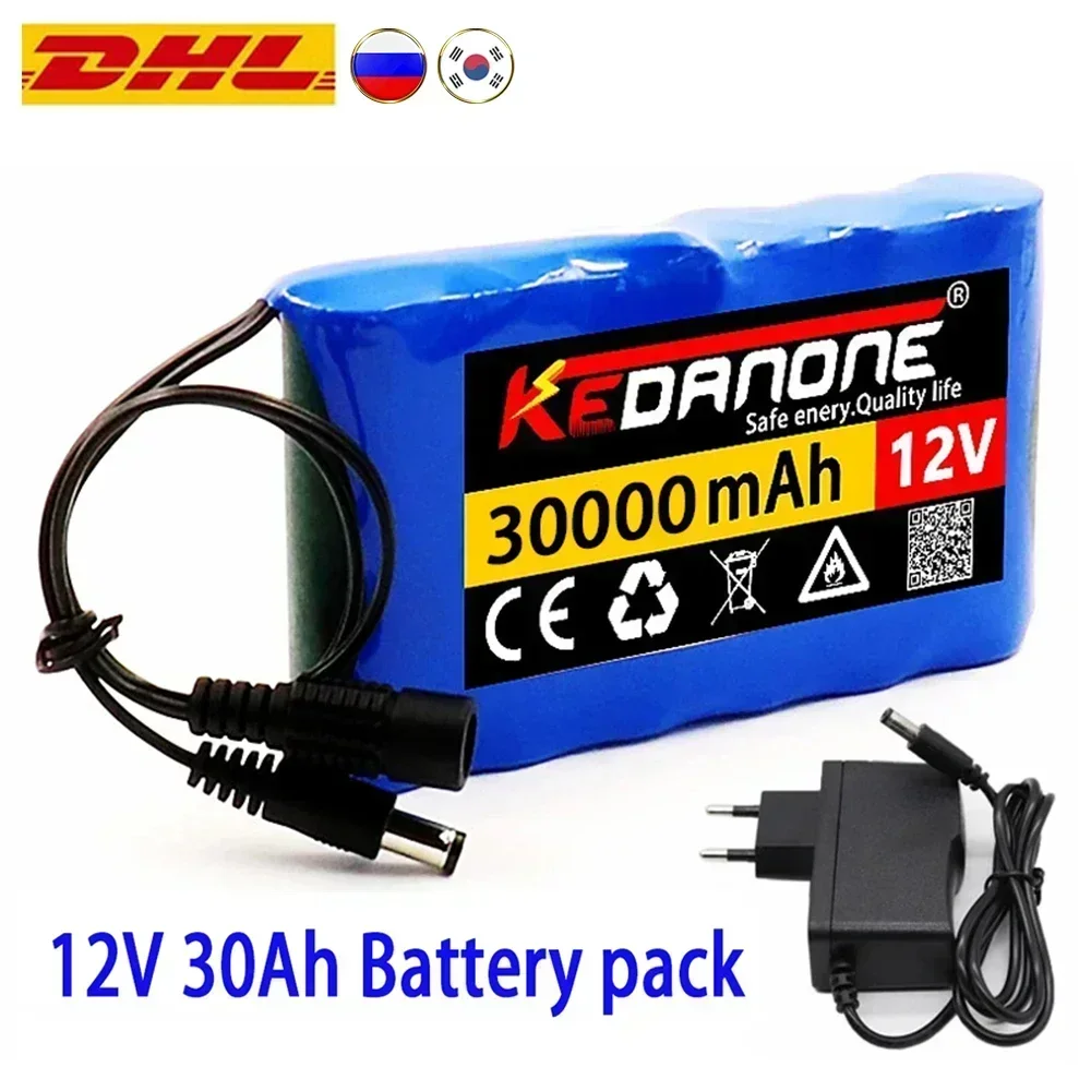 Nuova Batteria Portatile Super 12V 30000Mah Batteria Ricaricabile Agli Ioni Di Litio Capacità Dc 12.6V 30Ah Cctv Cam Monitor + Caricabatterie