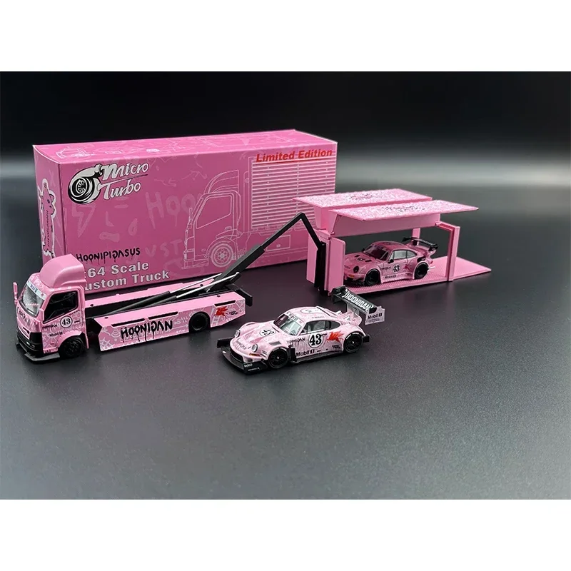 Microturbo 1:64 Pink Muslimt 300 Series Custom Gabbiano Wing Truck Diecast Diorama Car Model Toys
