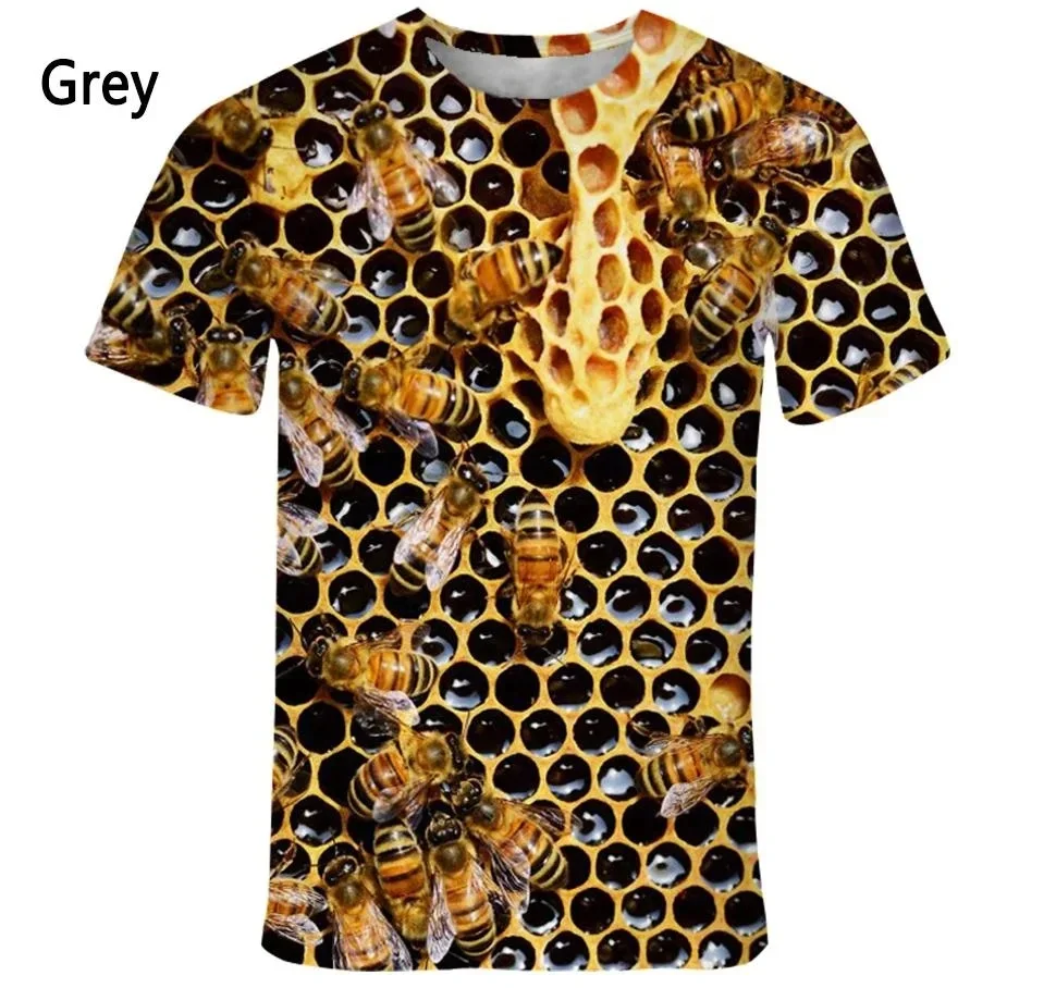 Estate New Bee Nest T-Shirt Stampata In 3D Per Uomo E Donna Casual Fun Street Personality Girocollo Extra Large Top A Maniche Corte