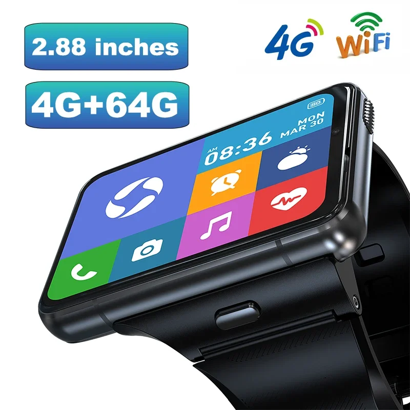 2024New Smart Watch Phone 4G Lte 4 + 64Gb Smartwatch Schermo Da 2.88 Pollici Orologio Da Uomo 2300Mah Dual Camera Face Unlock Gps Wifi Android