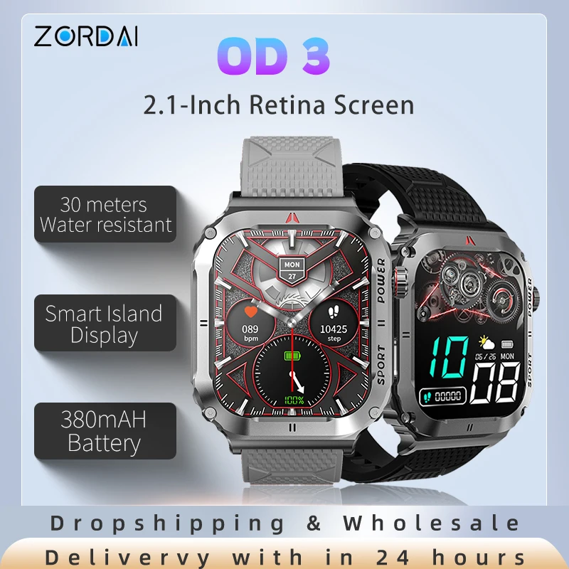 Zordai Od3 Per Huawei Xiaomi Dial Call 2.1Hd Smart Watch Impermeabile Outdoor Sport Smartwatch Cardiofrequenzimetro Per Uomo Donna