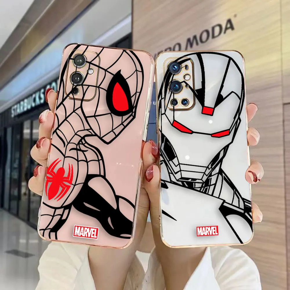 Cover Smooth E-Tpu Custodia Per Telefono Oneplus 8 8T 9 Nord Ce 2 3 Moto G8 G9 G22 G30 G50 G52 G Stylus 5G Case Line Spider Marvel Iron Man