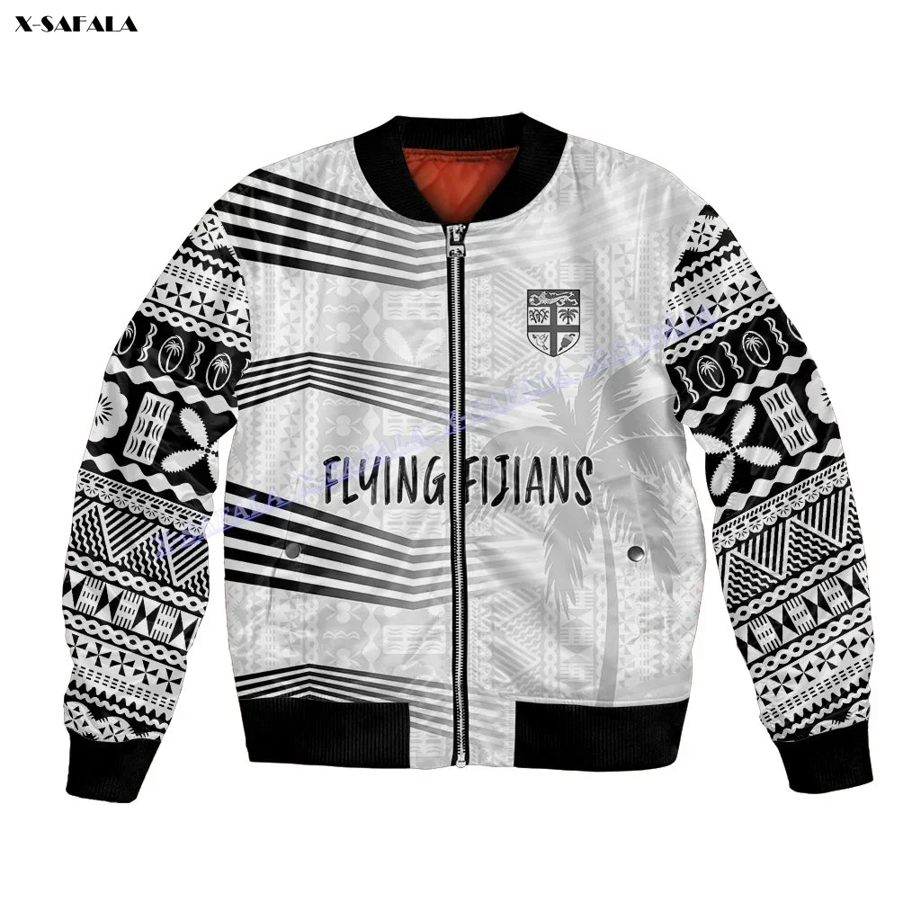 Africa Australia Fiji Rugby Go Fijian 7S 3D Printed Men Thick Flight Bomber Jacket Zipper Coat Jumper Loose Streetwear Pullover