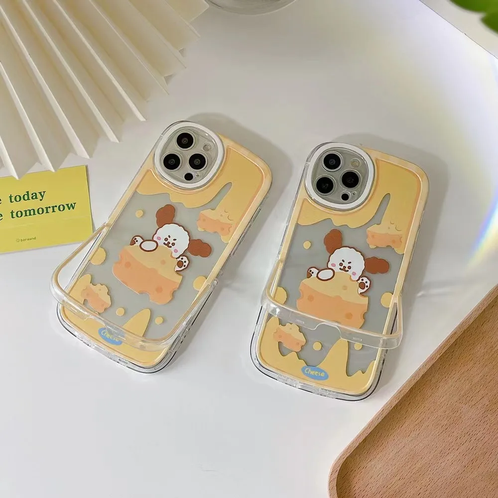 Cartoon Color Bracket Yellow Cheese Dog Soft Per Iphone X/Xr/Xs/Xs Max 11/12/13Promax Phone Shell