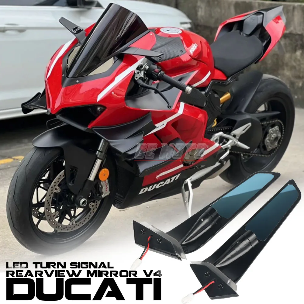 Per Ducati V4 V2 Specchietto Retrovisore Occhiali Fissi Ad Ala Fissa Nuovi Accessori Di Modifica Contorno Indicatori Di Direzione