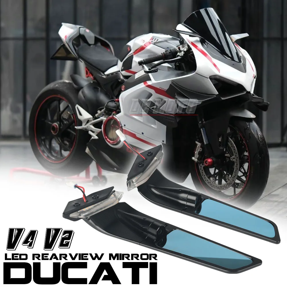 Per Ducati V4 V2 Specchietto Retrovisore Occhiali Fissi Ad Ala Fissa Nuovi Accessori Di Modifica Contorno Indicatori Di Direzione