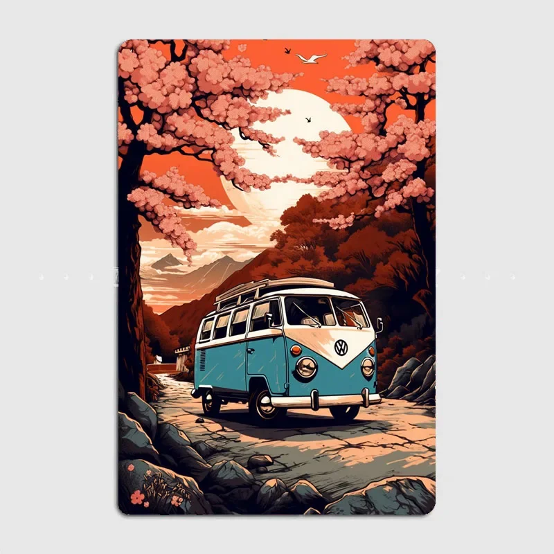 Vw Transporter T1 Retro Farmhouse Decor Home Decor Wall Decor Room Decoration Cartoon Board Landscape Drawing Board