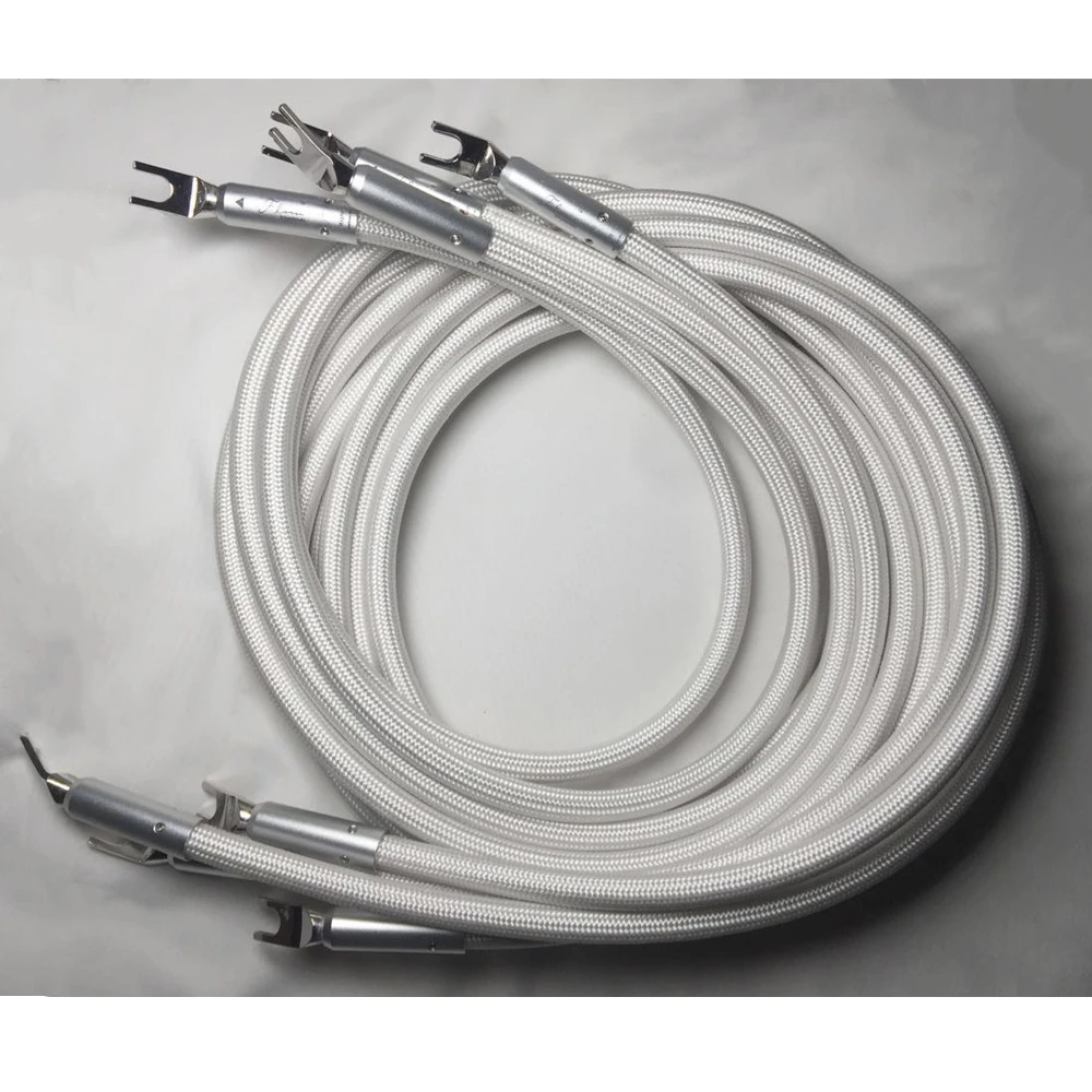 Alta Qualità Demark Argento Flow Silver Hifi Speaker Cable Spade Plug Altoparlante Wire