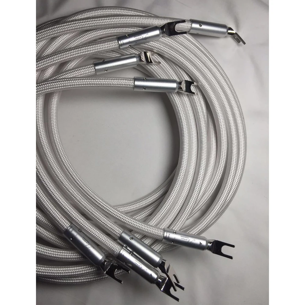 Audiophile Premium Demark Argento Flow Silver Hifi Speaker Cable Spade Plugs