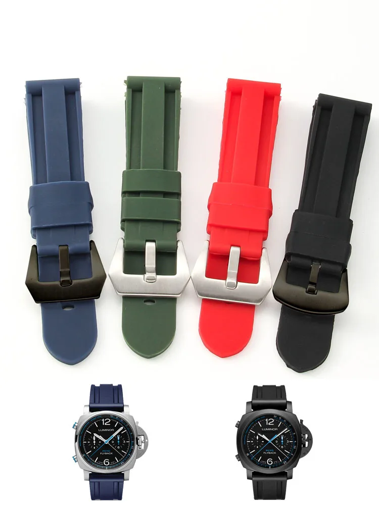 Cinturino Per Orologio Da Uomo In Gomma Naturale Impermeabile Per Panerai Pam441 359 111 Cinturino Fillister In Silicone Di Colore Puro 24Mm