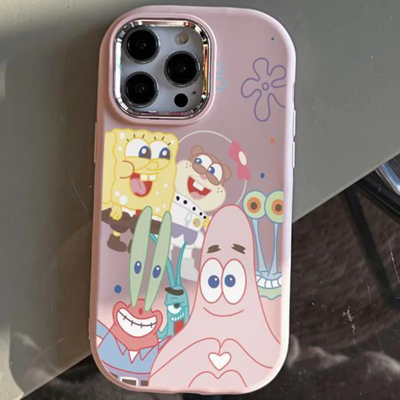 Cute Anime Spongebob Squarepants Iphone 15Promax Case Kawaii Iphone14 7 8P Soft 13 12 11 Xr Cartoon Phone Cases Girl Toys Gifts