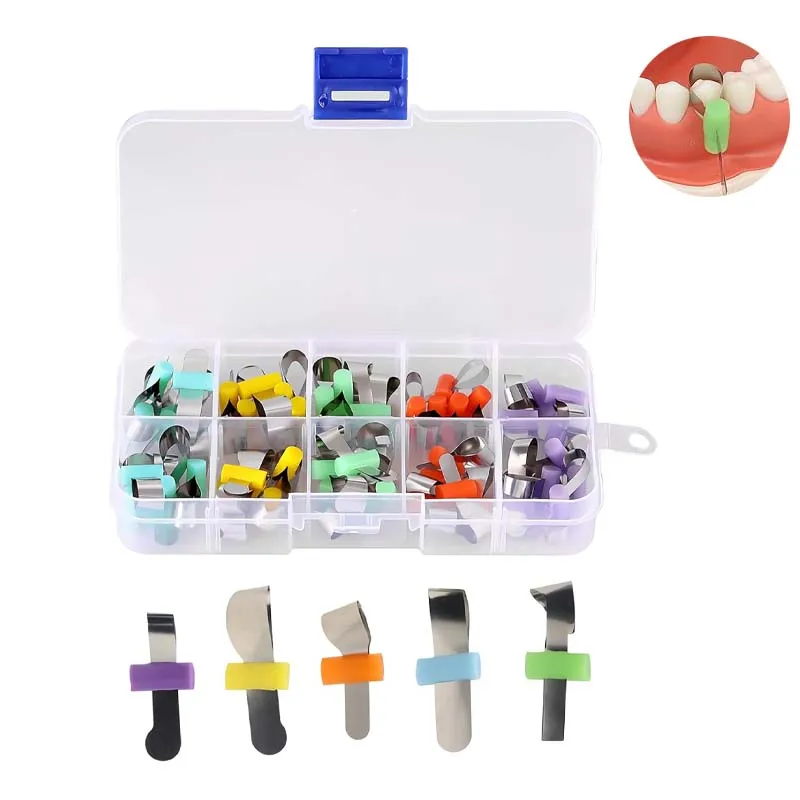 50Pc Dental Matrix Forming Sheet Ortodontico Sezionale Sagomato Metallo Matrice Bands Retainerless Automatrix Con Armadietto Dentista