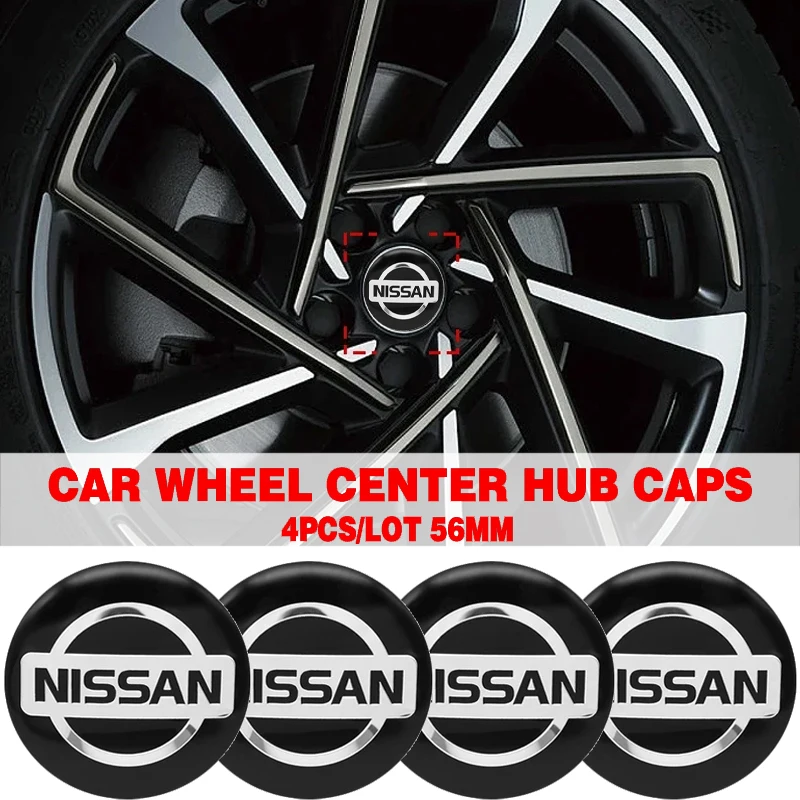 4Pc 56Mm Car Wheel Center Hub Cap Badge Emblem Decalcomania Accessori Per Nissan Qashqai X J10 Trail Tiida Teana Skyline Juke X-Trail