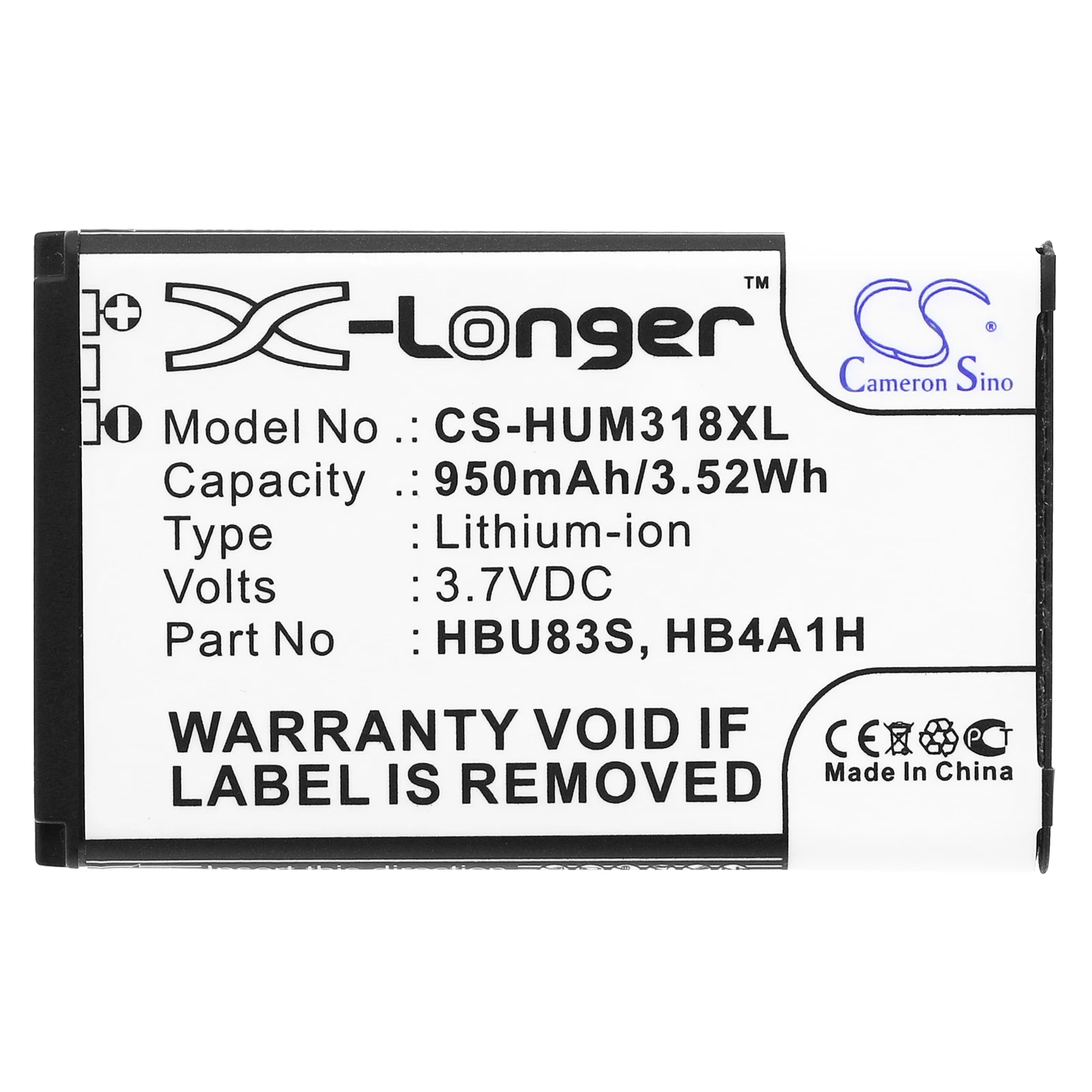 950Mah Li-Ion 3.7V 3.52Wh Batteria Del Telefono Cellulare Per Vodafone Vf716 Consumer Cellular Envoy U3900 Huawei Envoy U3900 Plusfon U120E