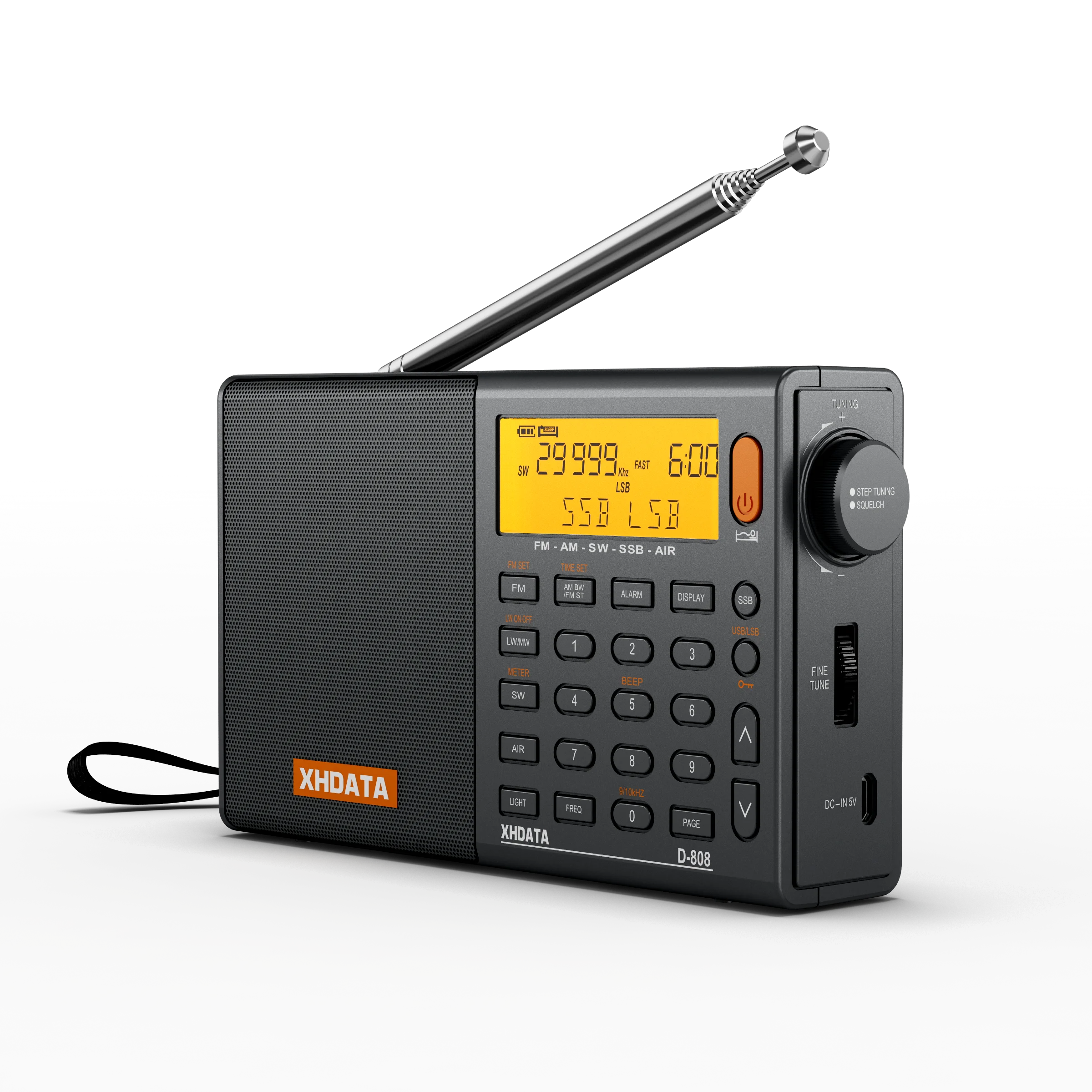 Xhdata D808 Ricevitore Radio Fm/Am/Wm/Sw/Lw/Ssb Air Dsp Radio Portatile Ad Alta Sensibilità Full Band Radio Di Alta Qualità