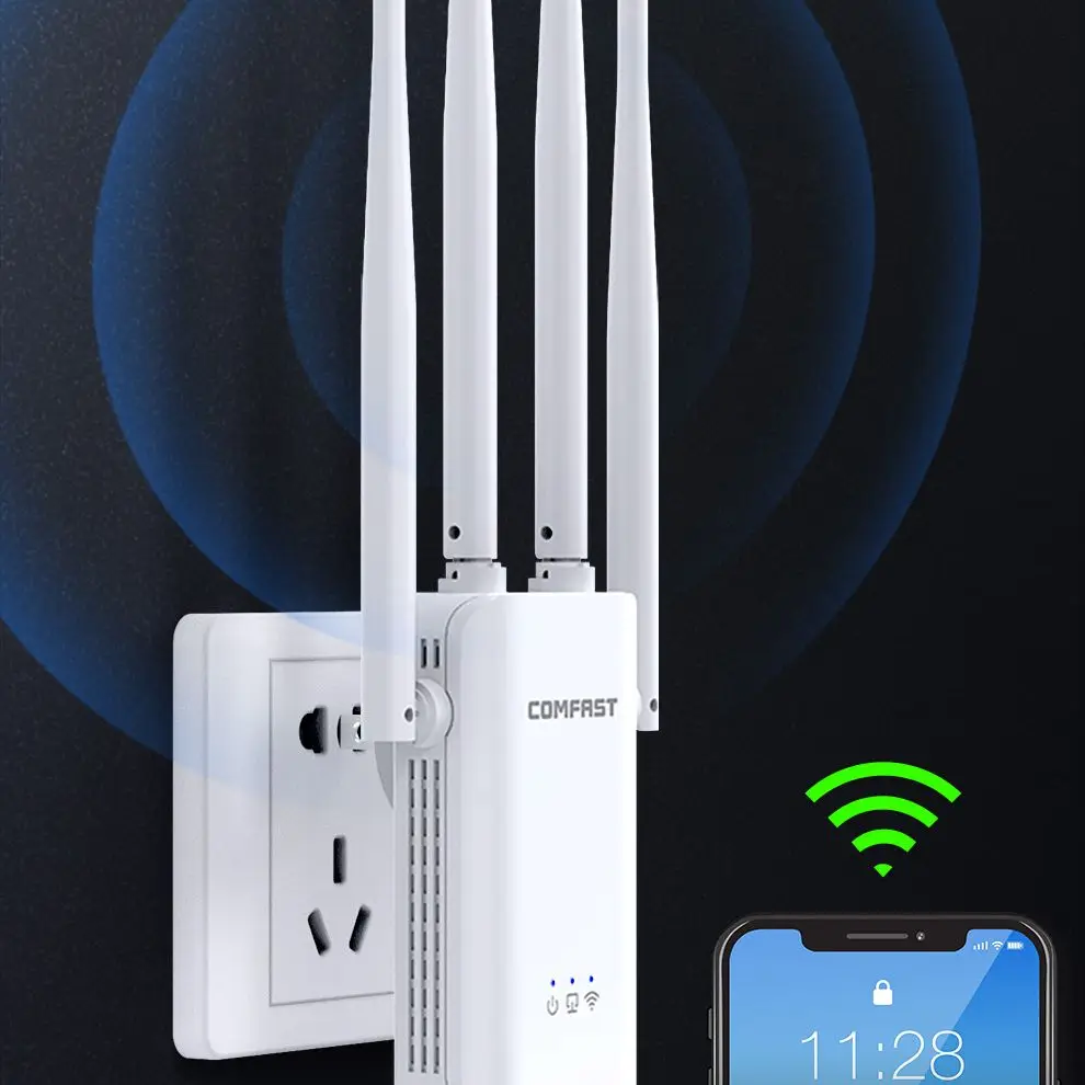 Ripetitore Wifi 5Ghz Router 1200Mbps Amplificatore Extender Wifi 2.4G/5Ghz Ripetitore Di Segnale Wi-Fi Rete A Lungo Raggio Con Antenna 4 * 3Dbi