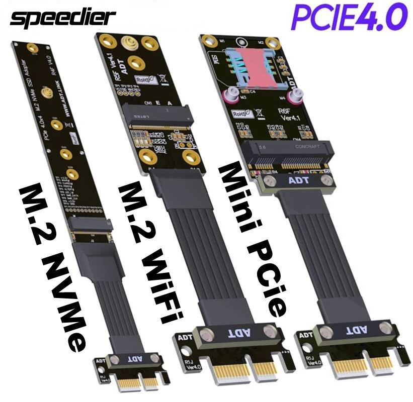 Riser M.2 Nvme/M.2 Wifi/Mini Pcie Ssd Riser Card A Pcie 4.0X1 Riser Ribbon Adapter M-Key A.E Key Ngff Mpcie M2 Per Extender