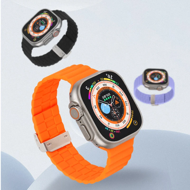 Cinturino In Silicone Con Clip Di Ritorno Per Cinturino Iwatch 49Mm 45Mm 41Mm 44Mm 40Mm 42Mm 38Mm 45Mm Cinturino Per Iwatch Series 8 7 3 4 5 6 Se