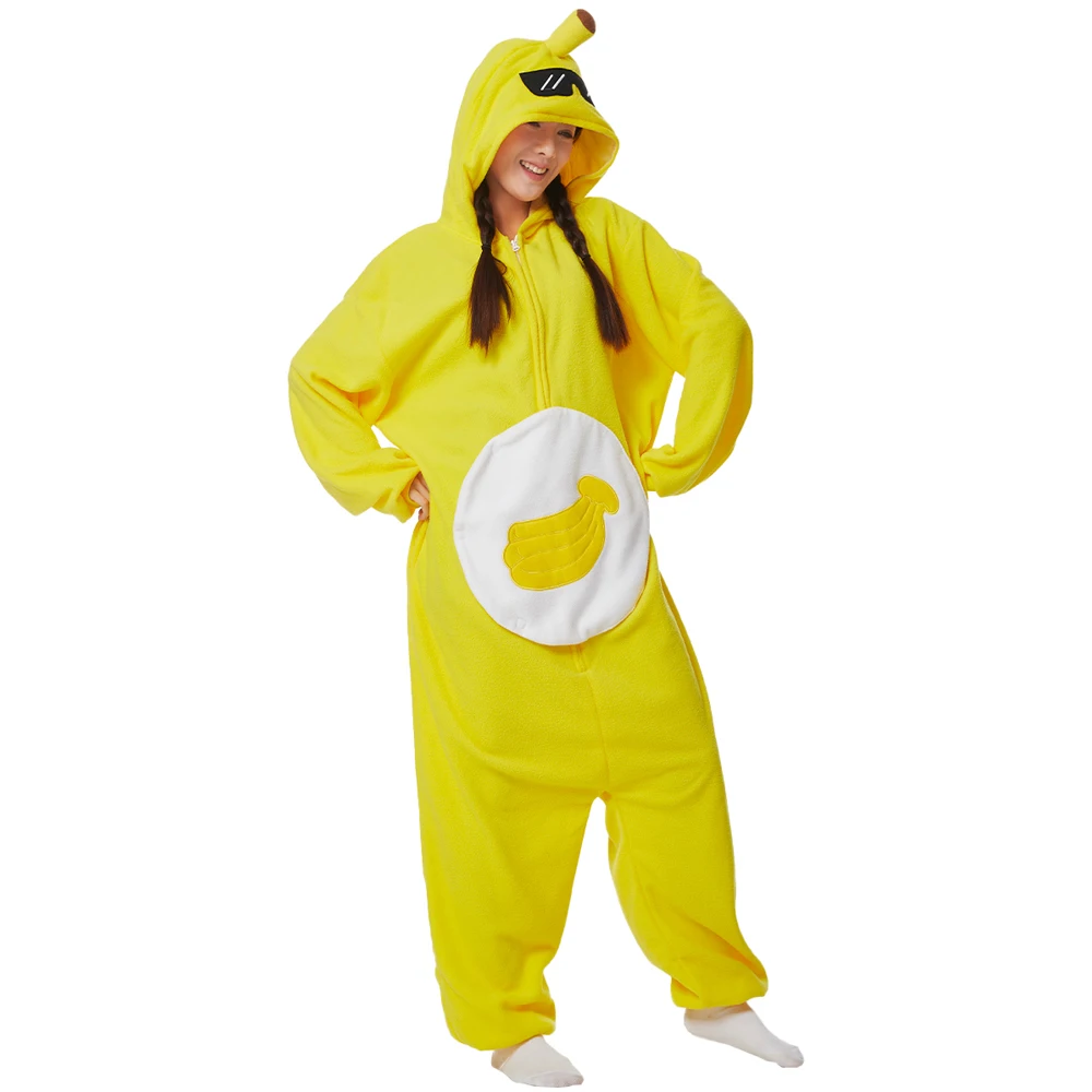 Kigurumi Tutina Banana Pigiama Per Adulti Donna Uomo Cute Animal Fruit Pigiama Homewear Halloween Cosplay Party Costume