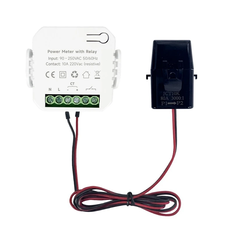 Tuya Smart Life Wifi Energy Meter 80A Con On/Off 1 Trasformatore Pv Solar Misuratore Di Energia Multifunzione Bidirezionale Durevole