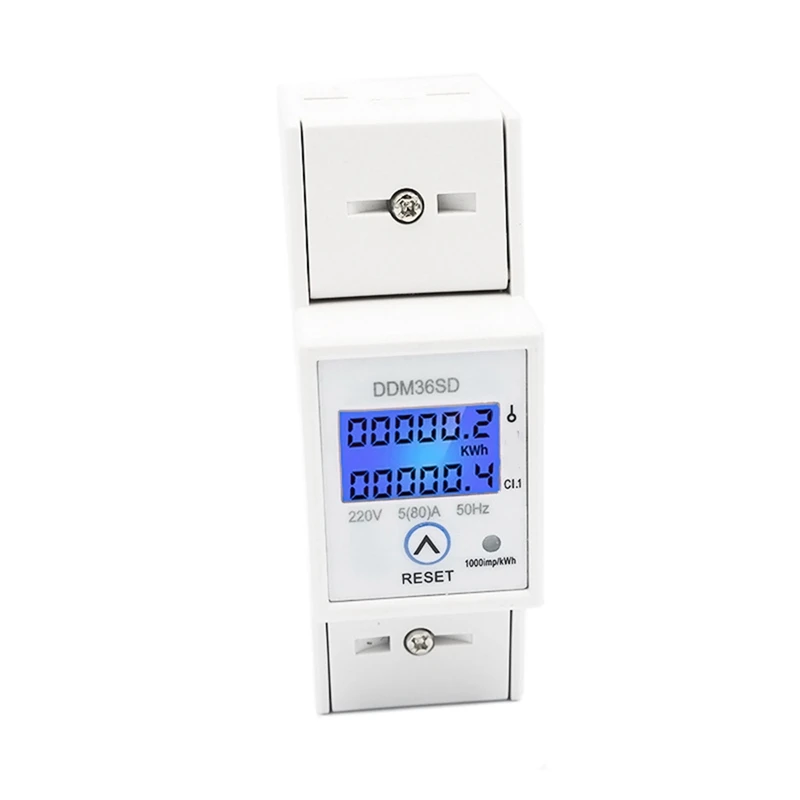 Misuratore Di Energia Monofase 5-80A 200V Misuratore Di Kwh Elettrico Misuratore Di Watt Lcd Misuratore Di Energia Kwh Su Guida Din Monofase