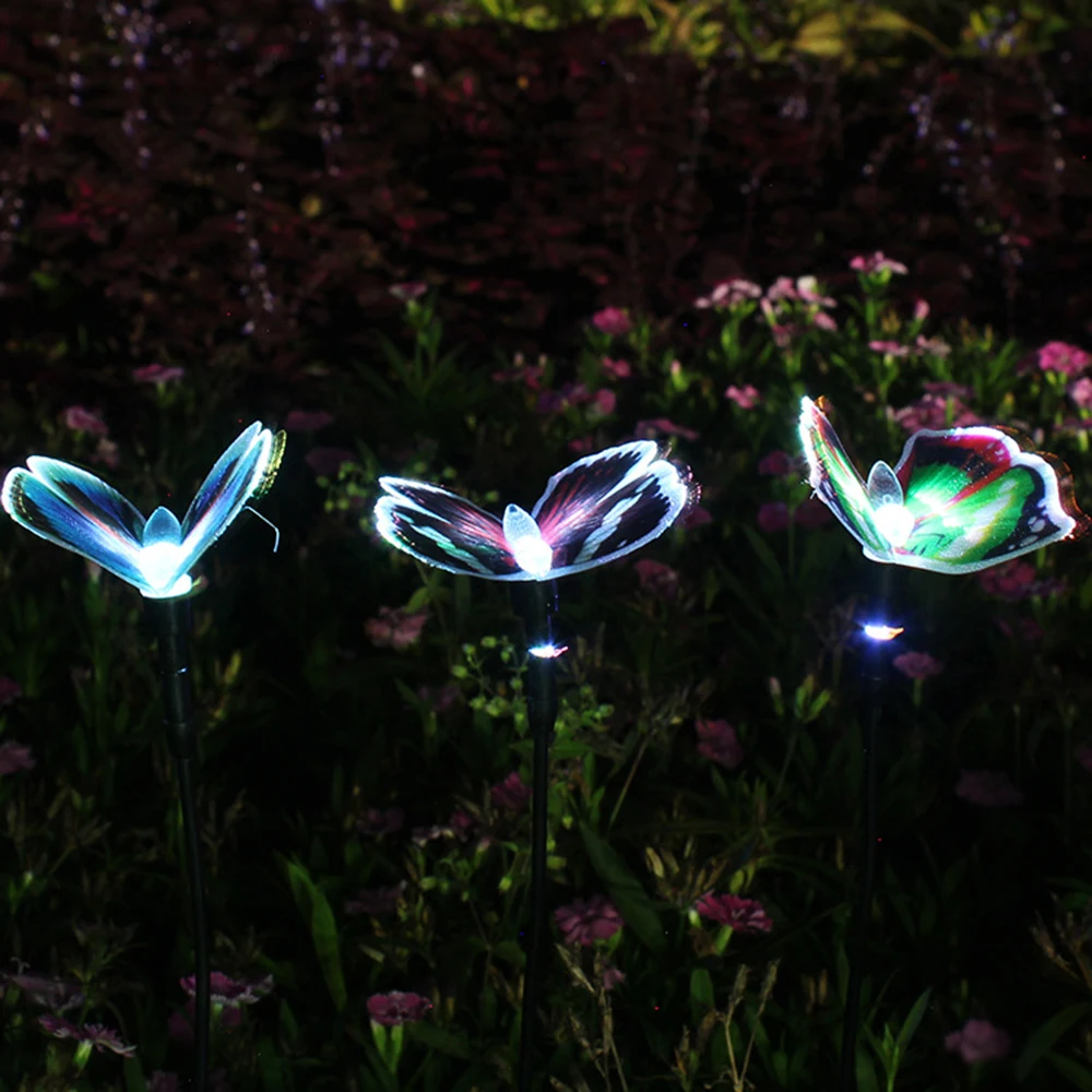 Rgb Butterfly Solar Lights Outdoor Waterproof Ip65 Solar Powered Yard Lawn Lamp Lantern Night Led Lighting Per La Decorazione Del Giardino
