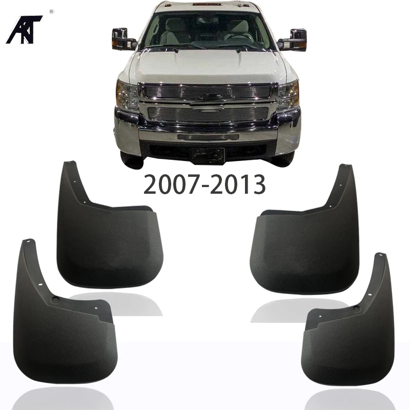 4Pcs/Set Black For:Chevrolet Silverado Pick-Up 2007-2013 Splash Guards Mud Flaps