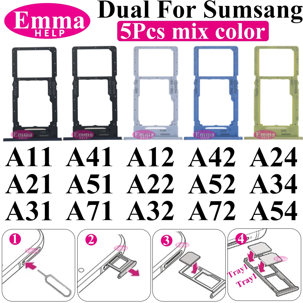 5 Pz Telefono Sim Chip Holder Slot Adapter Cassetto Sim Card Vassoio Supporto Slot Per Samsung A11 A21 A31 A41 A51 A12 A22 A32 A42 A52 A72