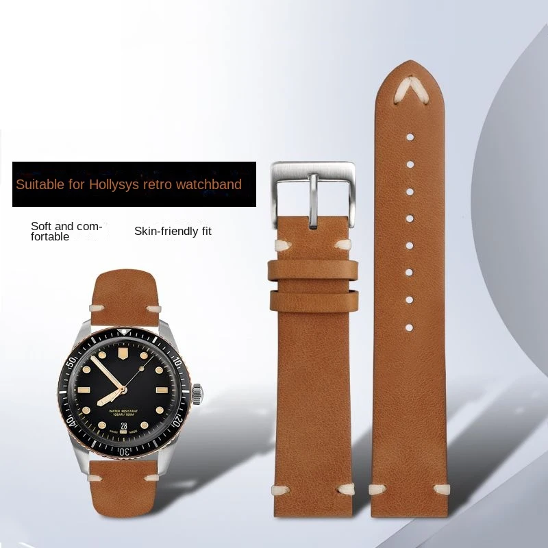 Per Oris 65 Cinturino In Vera Pelle Serie Cintura Subacquea Anello In Rame Bronzo Corona Grande Tudor Catena Per Orologi Vintage 18Mm 20Mm 22Mm