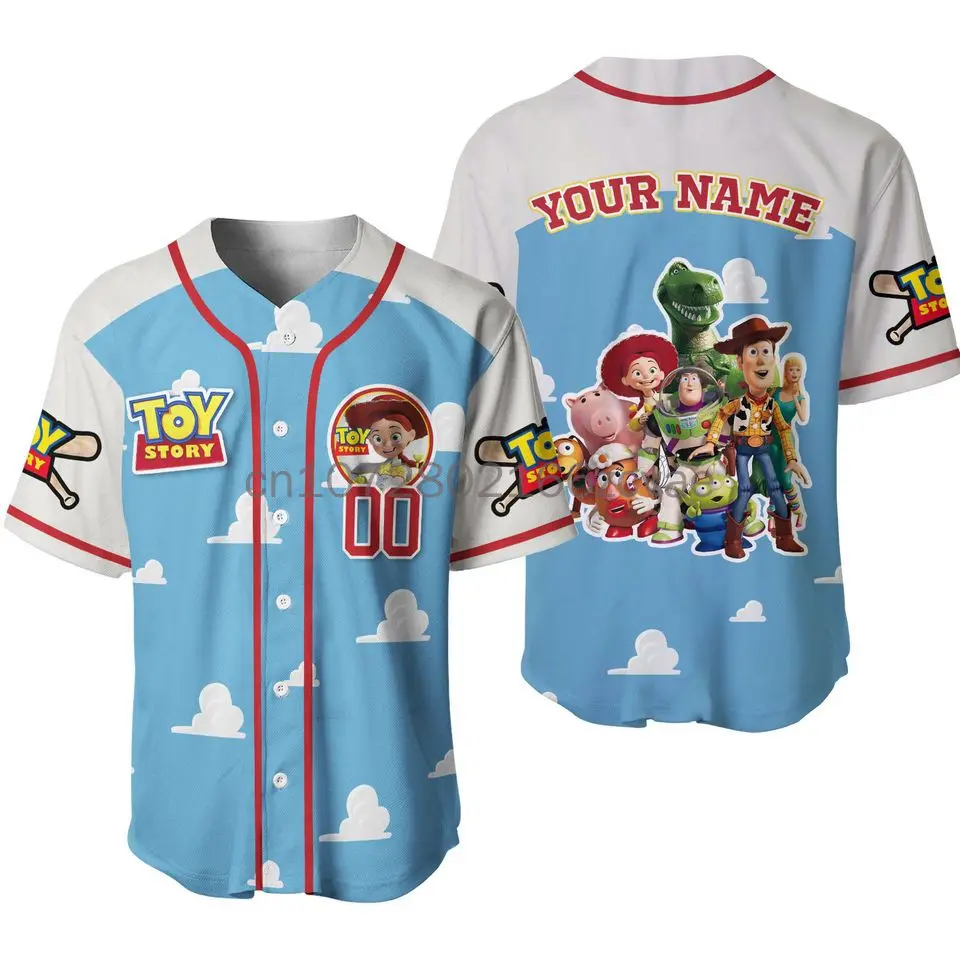 Summer New Toy Story Jessie Baseball Jersey 3D Stampato Casual Fashion Button Street Custom Baseball Jersey